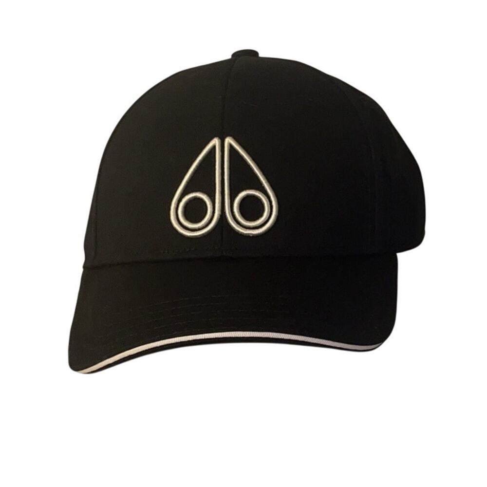 Moose Knuckles Hollow Logo Baseball Cap Black Cotton Adjustable OS NWT